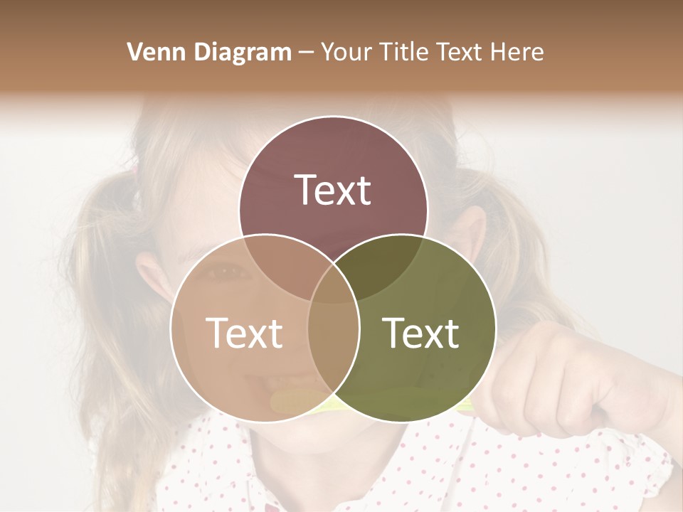 A Little Girl Brushing Her Teeth With A Brightly Colored Toothbrush PowerPoint Template