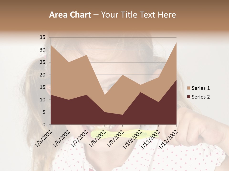A Little Girl Brushing Her Teeth With A Brightly Colored Toothbrush PowerPoint Template
