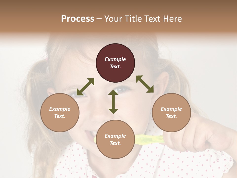A Little Girl Brushing Her Teeth With A Brightly Colored Toothbrush PowerPoint Template