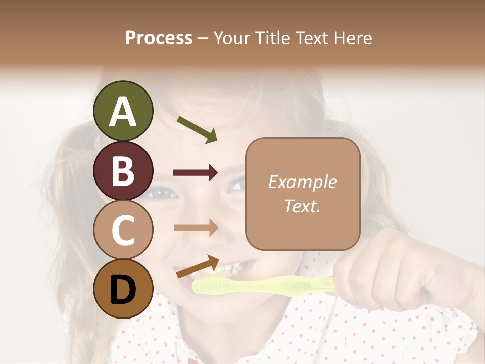 A Little Girl Brushing Her Teeth With A Brightly Colored Toothbrush PowerPoint Template