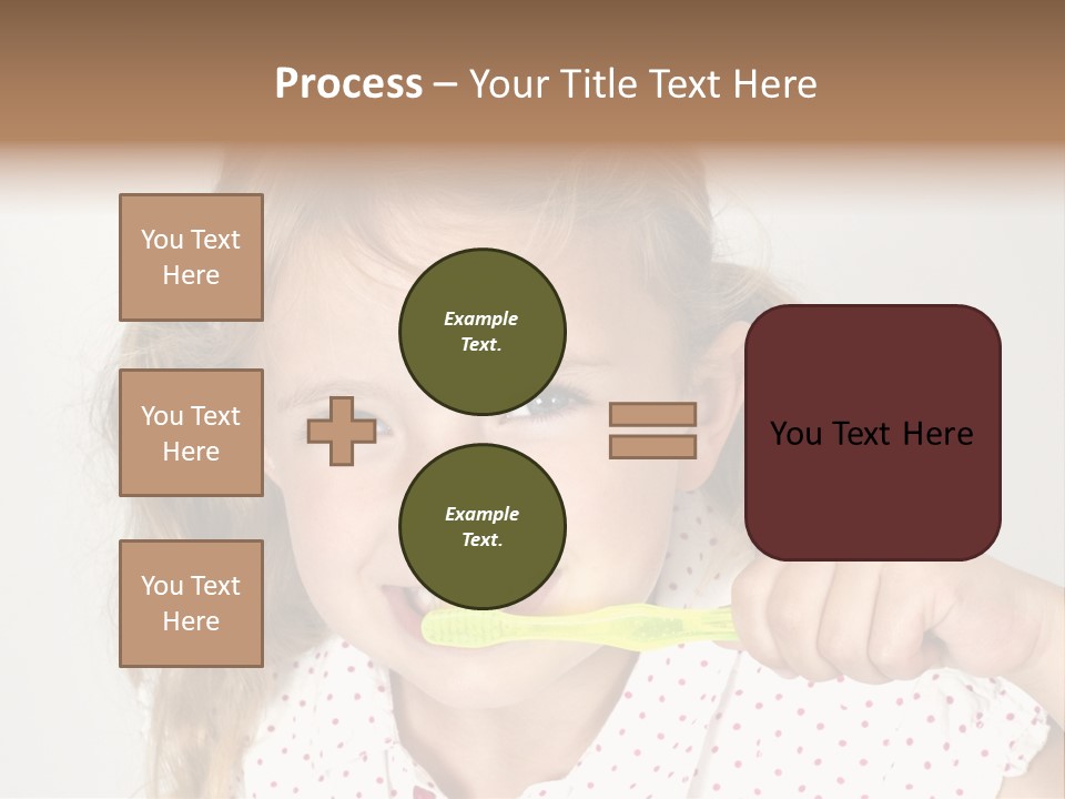 A Little Girl Brushing Her Teeth With A Brightly Colored Toothbrush PowerPoint Template