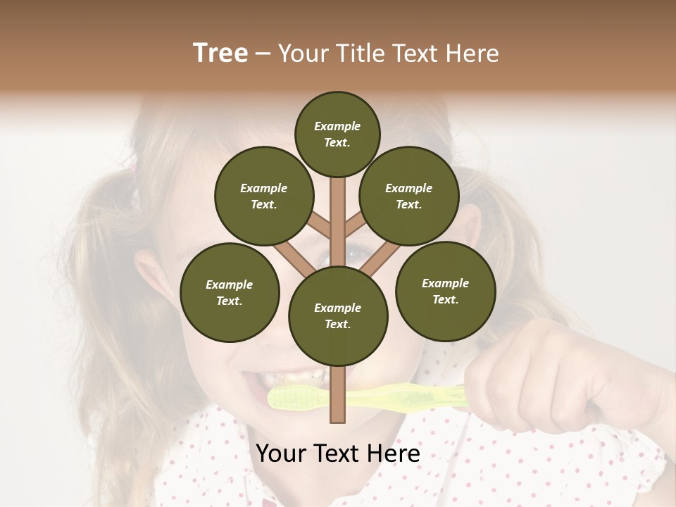 A Little Girl Brushing Her Teeth With A Brightly Colored Toothbrush PowerPoint Template