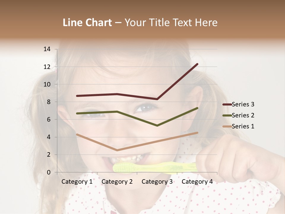 A Little Girl Brushing Her Teeth With A Brightly Colored Toothbrush PowerPoint Template