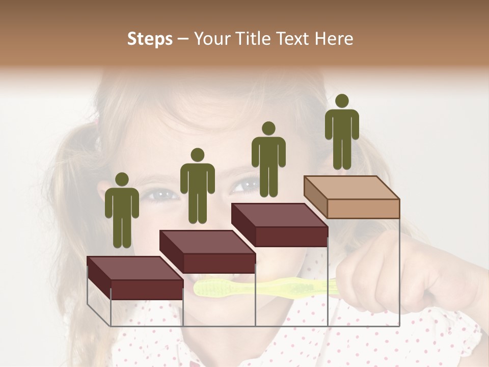 A Little Girl Brushing Her Teeth With A Brightly Colored Toothbrush PowerPoint Template