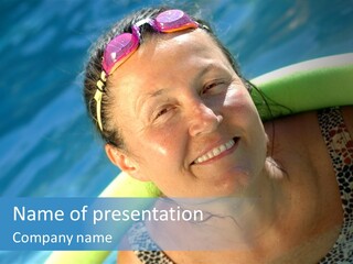 Active Senior Woman In The Pool, Doing Water Sports Exercises PowerPoint Template