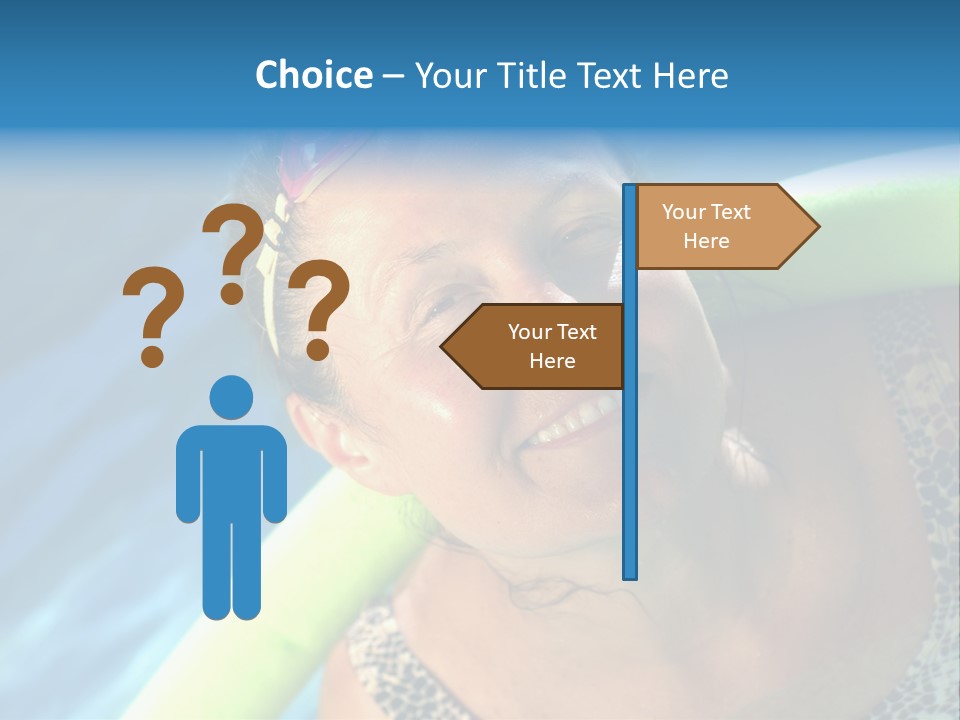 Active Senior Woman In The Pool, Doing Water Sports Exercises PowerPoint Template