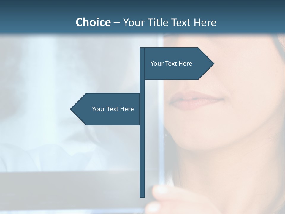 Female Doctor Looking At A Lungs Or Torso Xray PowerPoint Template