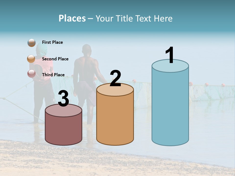 Mozambican Fishermen Pulling A Fishing Net From The Water PowerPoint Template