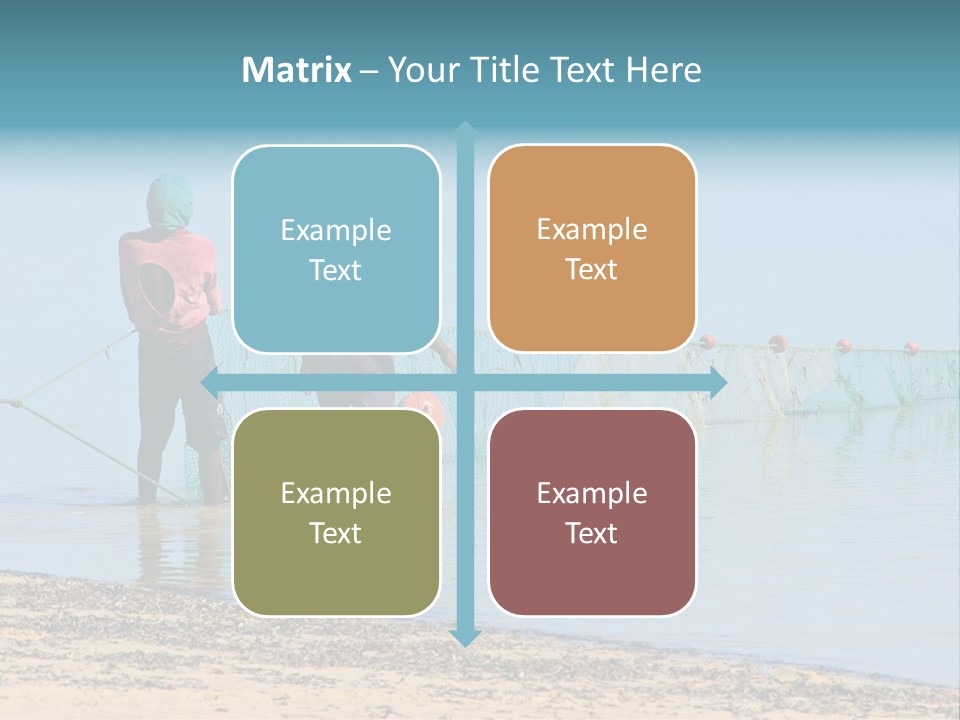 Mozambican Fishermen Pulling A Fishing Net From The Water PowerPoint Template