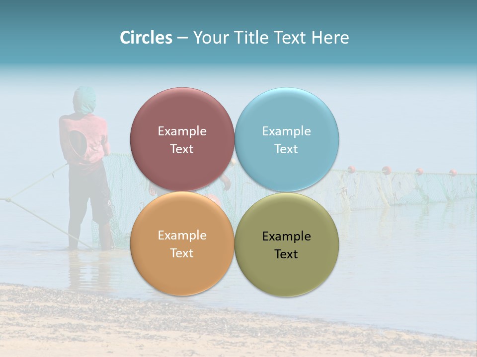 Mozambican Fishermen Pulling A Fishing Net From The Water PowerPoint Template