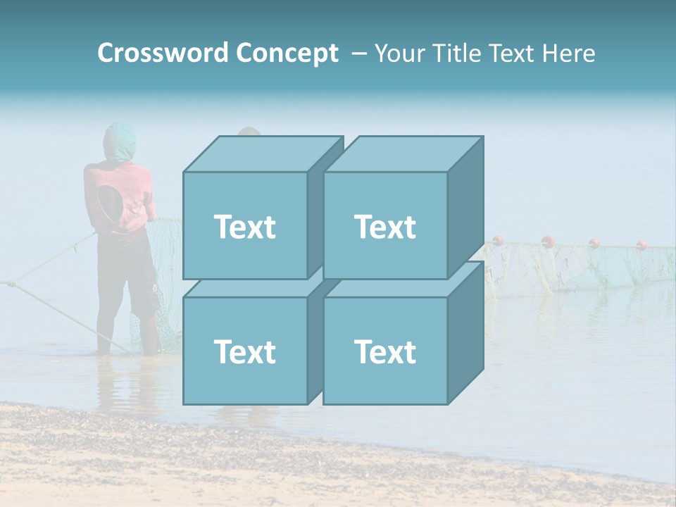 Mozambican Fishermen Pulling A Fishing Net From The Water PowerPoint Template