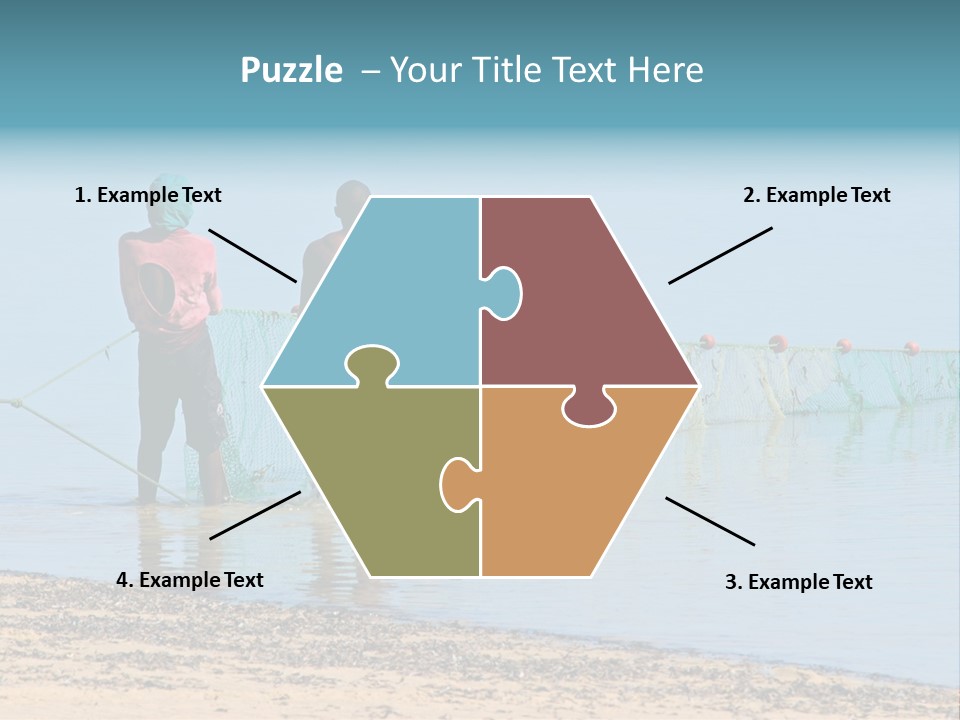 Mozambican Fishermen Pulling A Fishing Net From The Water PowerPoint Template