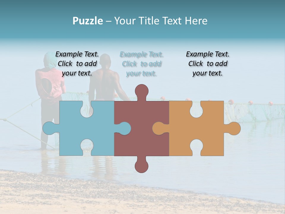 Mozambican Fishermen Pulling A Fishing Net From The Water PowerPoint Template