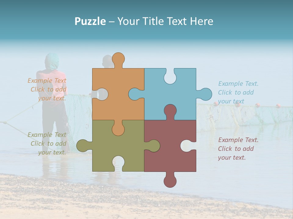 Mozambican Fishermen Pulling A Fishing Net From The Water PowerPoint Template