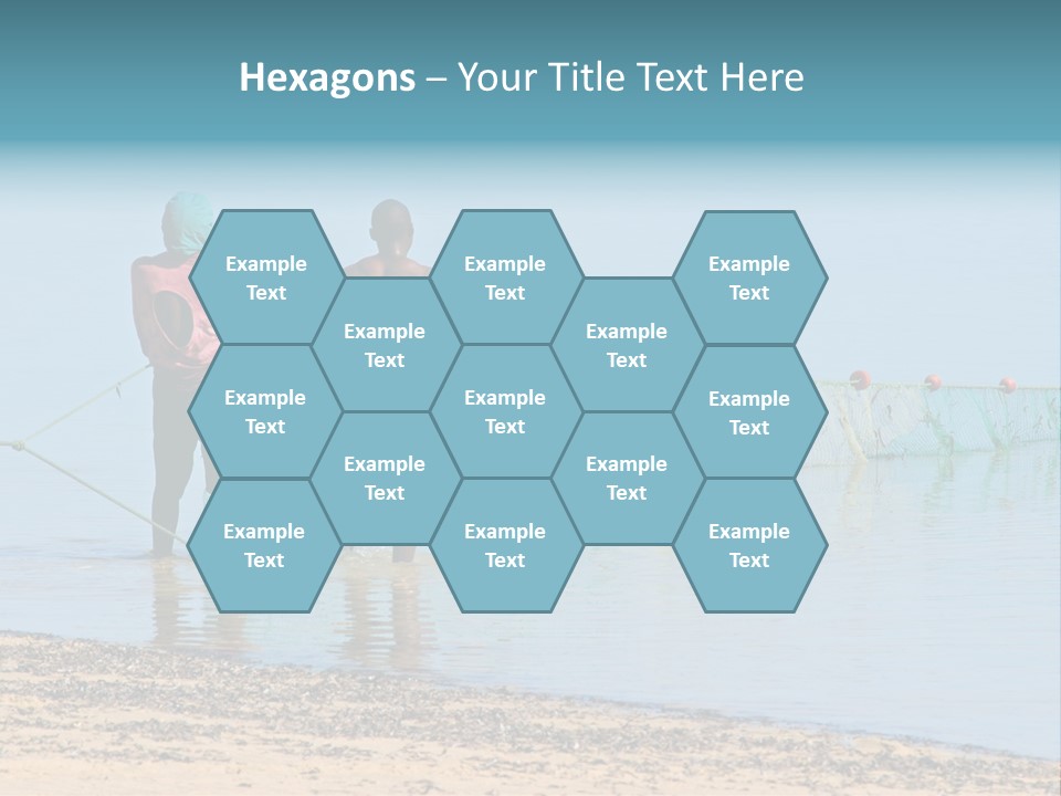 Mozambican Fishermen Pulling A Fishing Net From The Water PowerPoint Template