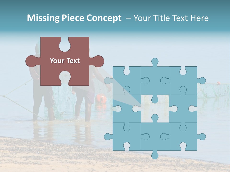 Mozambican Fishermen Pulling A Fishing Net From The Water PowerPoint Template