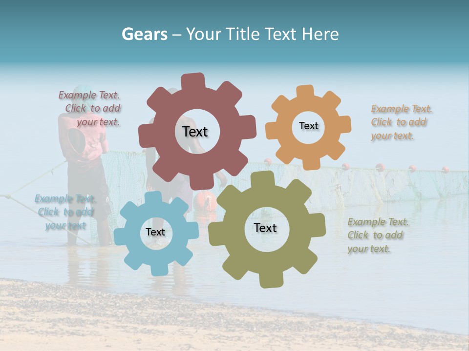 Mozambican Fishermen Pulling A Fishing Net From The Water PowerPoint Template