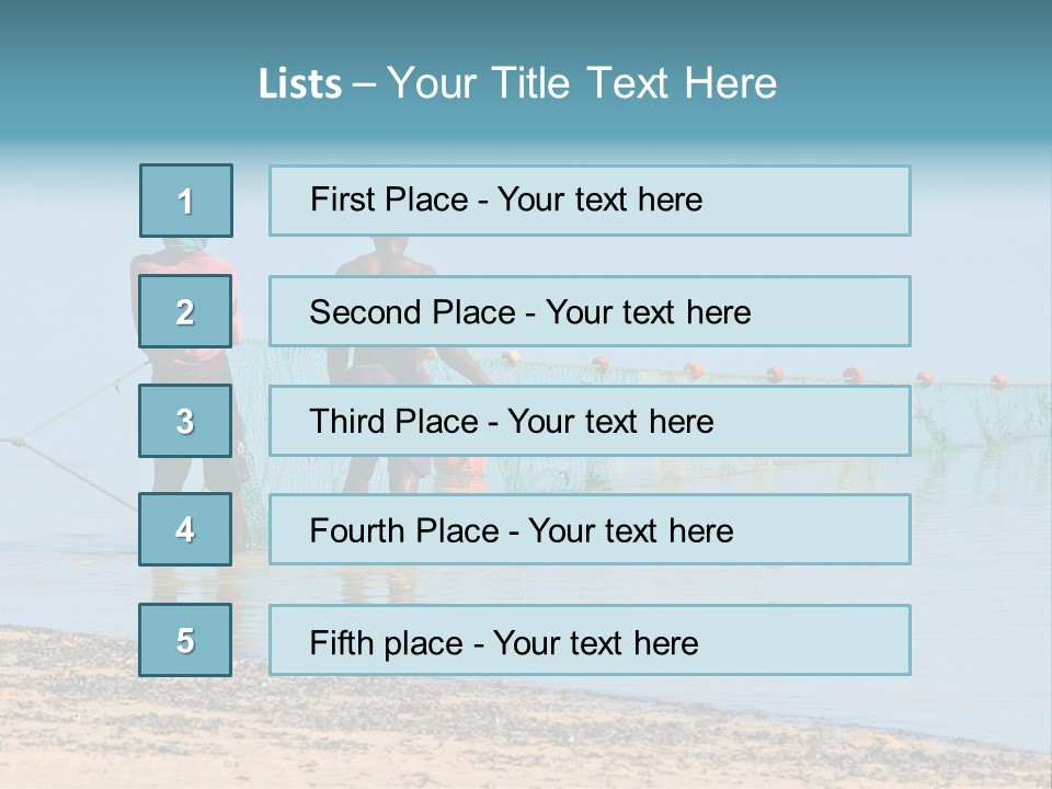 Mozambican Fishermen Pulling A Fishing Net From The Water PowerPoint Template