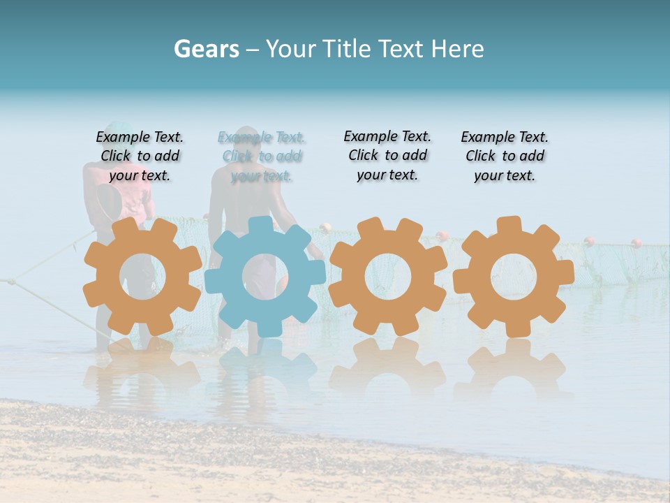 Mozambican Fishermen Pulling A Fishing Net From The Water PowerPoint Template