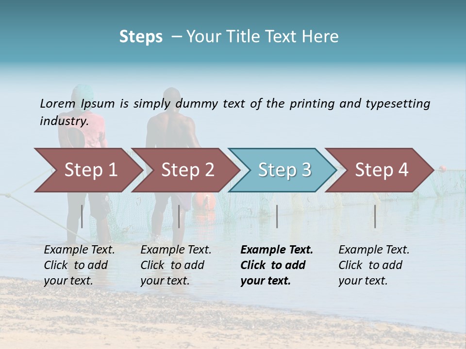 Mozambican Fishermen Pulling A Fishing Net From The Water PowerPoint Template