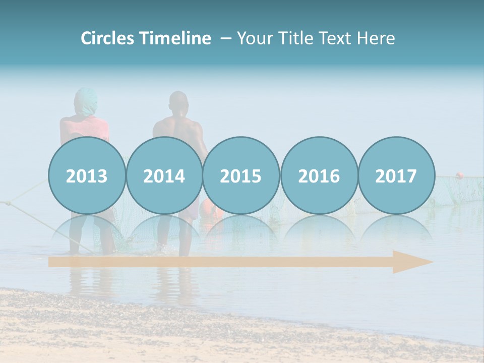 Mozambican Fishermen Pulling A Fishing Net From The Water PowerPoint Template