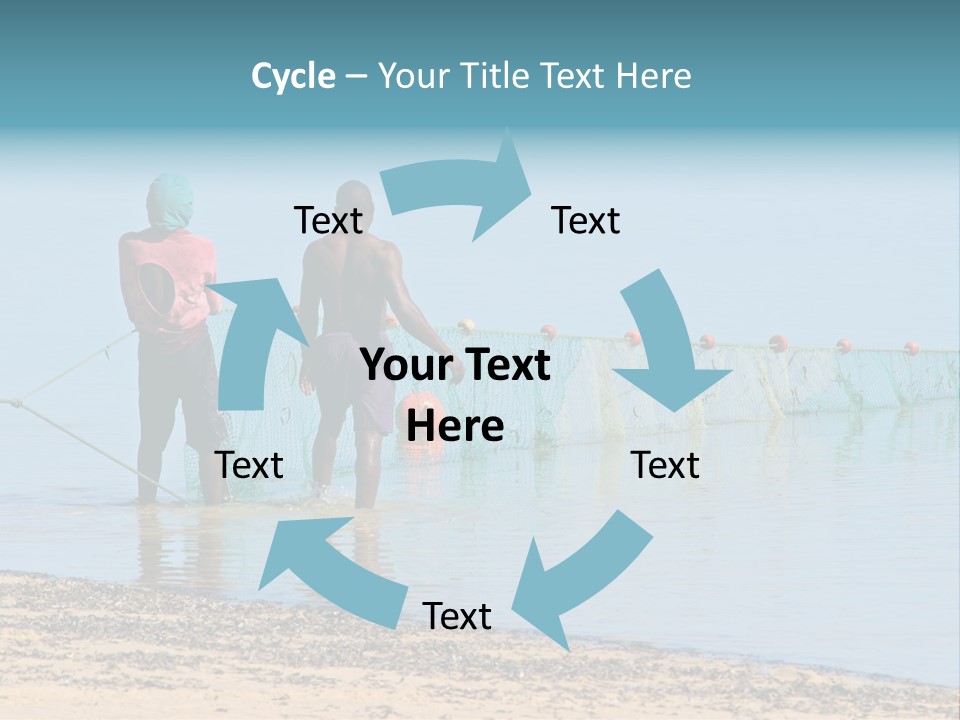 Mozambican Fishermen Pulling A Fishing Net From The Water PowerPoint Template