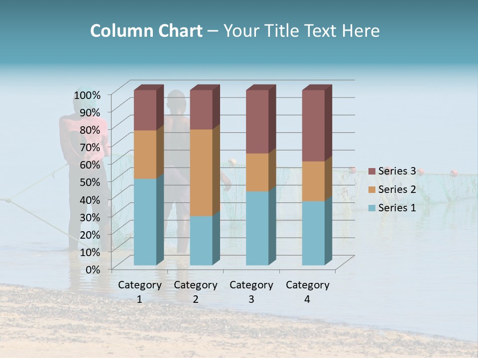 Mozambican Fishermen Pulling A Fishing Net From The Water PowerPoint Template