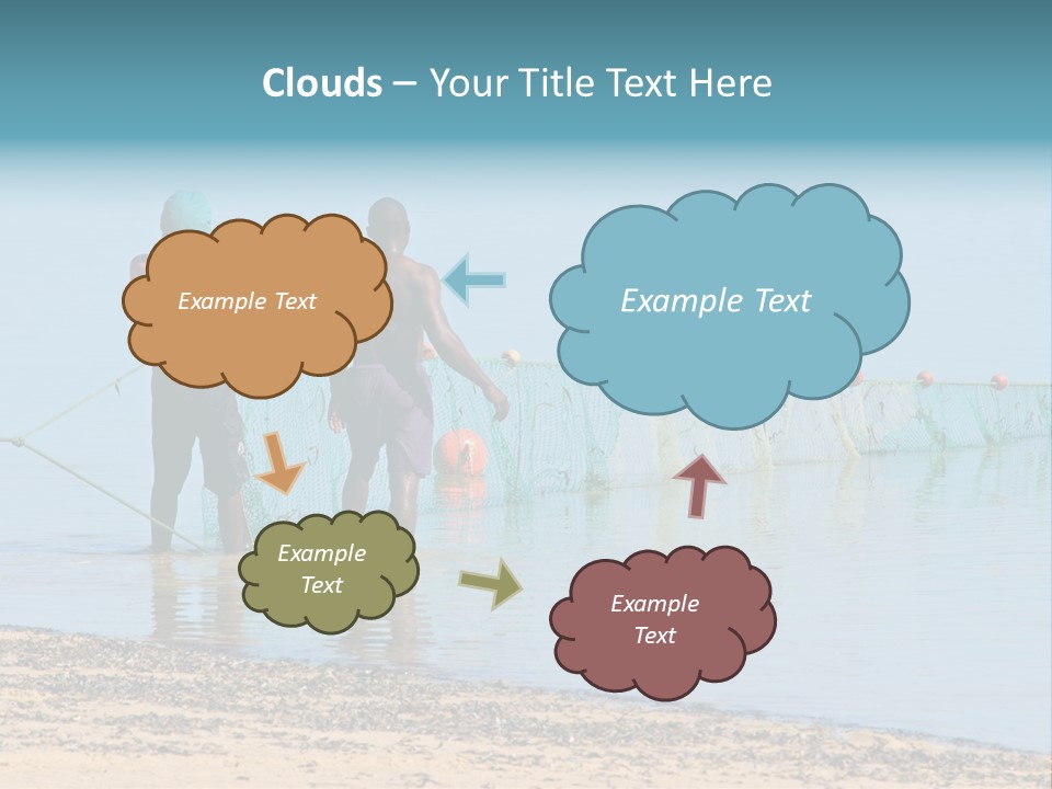 Mozambican Fishermen Pulling A Fishing Net From The Water PowerPoint Template