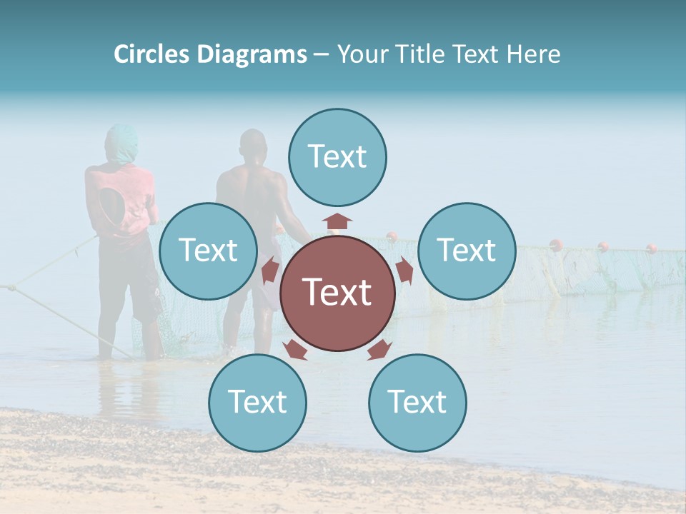 Mozambican Fishermen Pulling A Fishing Net From The Water PowerPoint Template