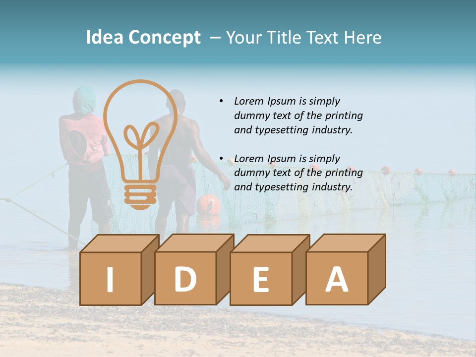 Mozambican Fishermen Pulling A Fishing Net From The Water PowerPoint Template