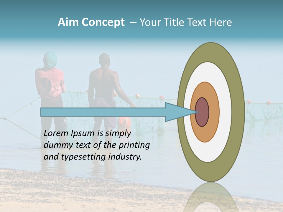 Mozambican Fishermen Pulling A Fishing Net From The Water PowerPoint Template