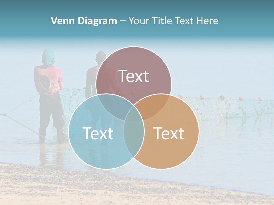 Mozambican Fishermen Pulling A Fishing Net From The Water PowerPoint Template