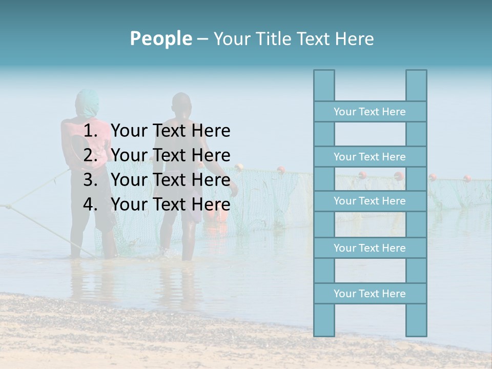 Mozambican Fishermen Pulling A Fishing Net From The Water PowerPoint Template