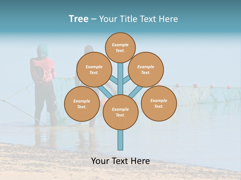 Mozambican Fishermen Pulling A Fishing Net From The Water PowerPoint Template