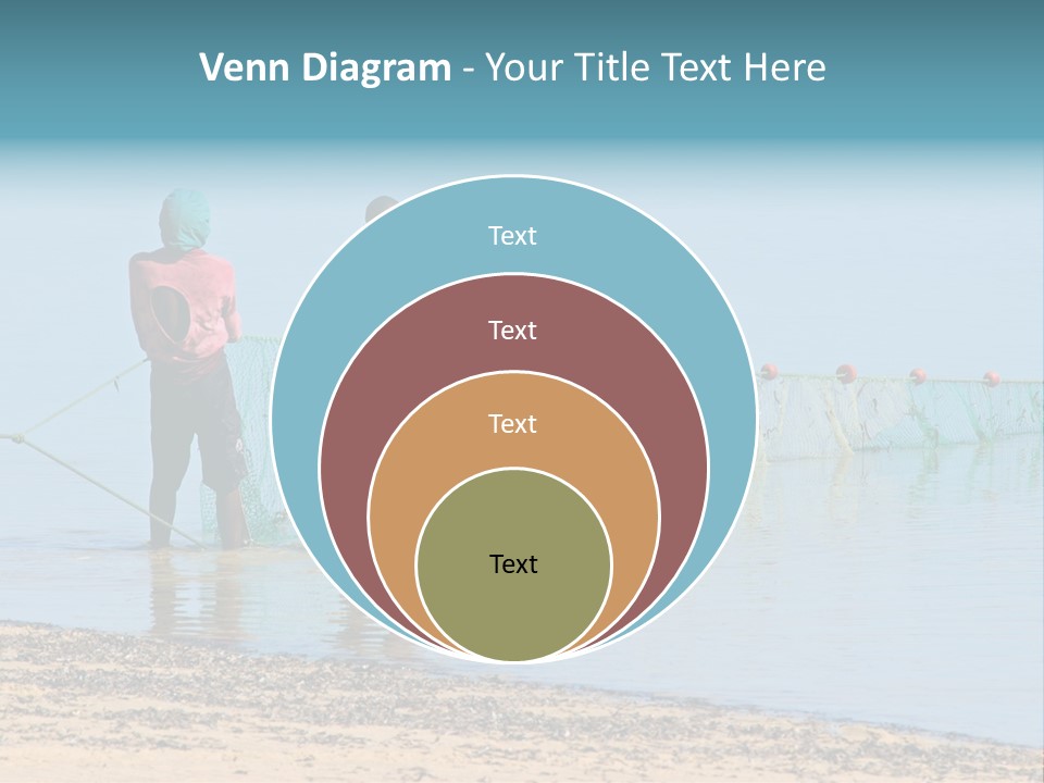 Mozambican Fishermen Pulling A Fishing Net From The Water PowerPoint Template