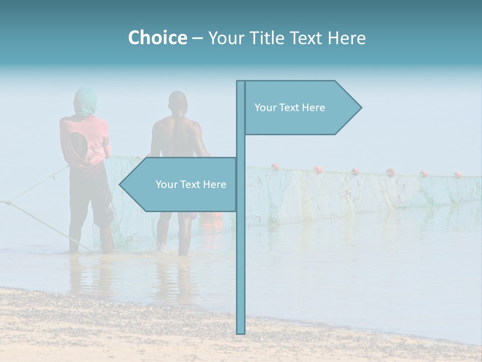 Mozambican Fishermen Pulling A Fishing Net From The Water PowerPoint Template