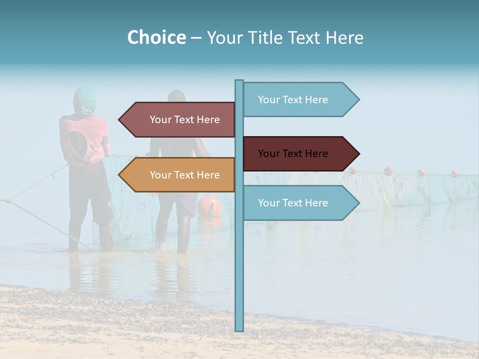 Mozambican Fishermen Pulling A Fishing Net From The Water PowerPoint Template