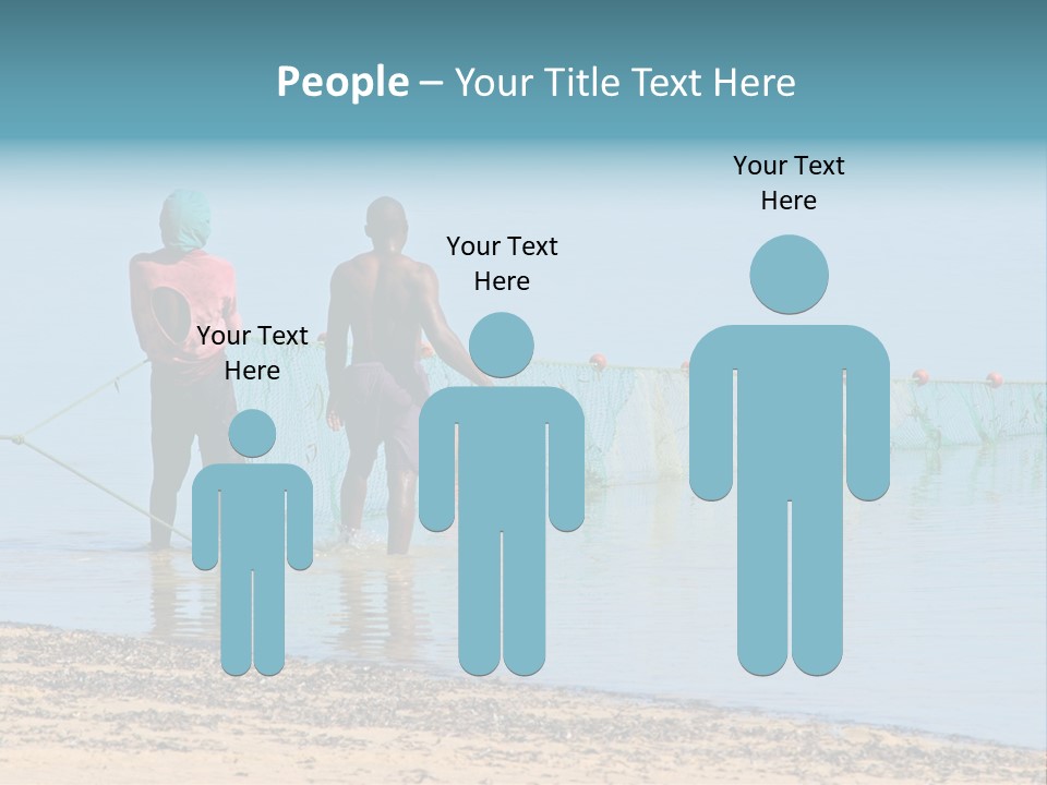 Mozambican Fishermen Pulling A Fishing Net From The Water PowerPoint Template