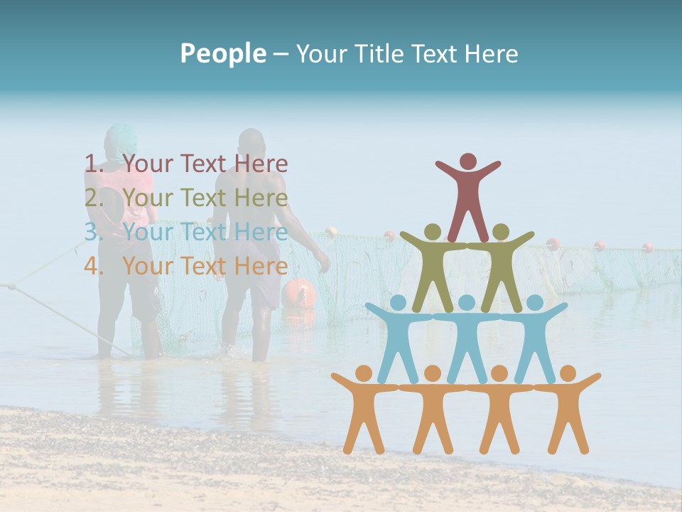 Mozambican Fishermen Pulling A Fishing Net From The Water PowerPoint Template