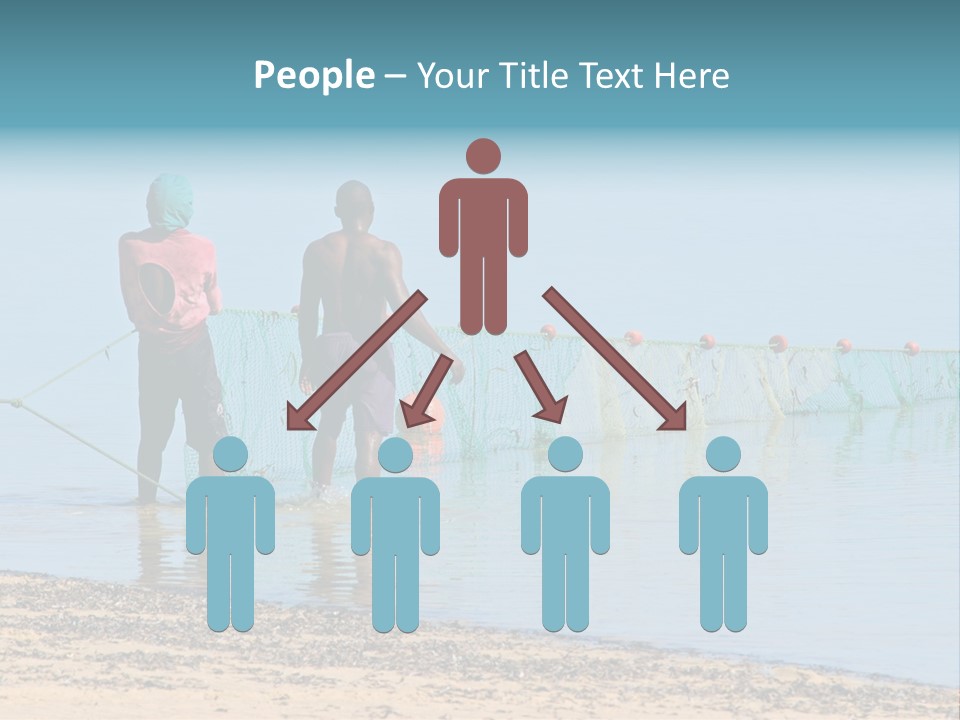 Mozambican Fishermen Pulling A Fishing Net From The Water PowerPoint Template