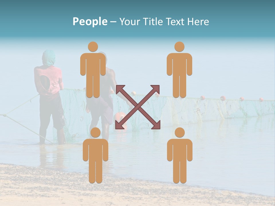 Mozambican Fishermen Pulling A Fishing Net From The Water PowerPoint Template