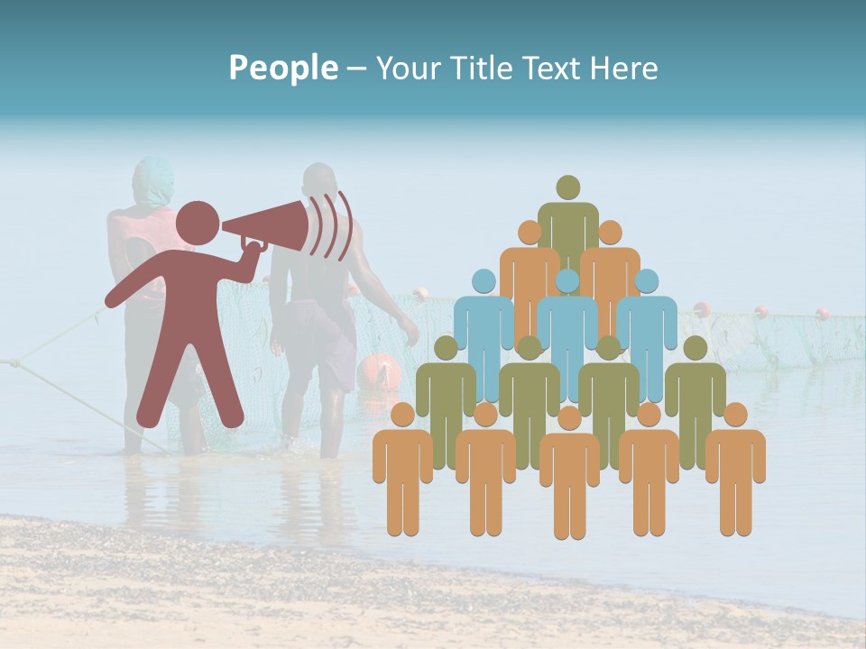 Mozambican Fishermen Pulling A Fishing Net From The Water PowerPoint Template