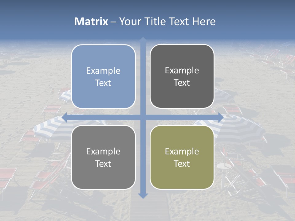 A Beach Filled With Lots Of Blue And White Umbrellas PowerPoint Template