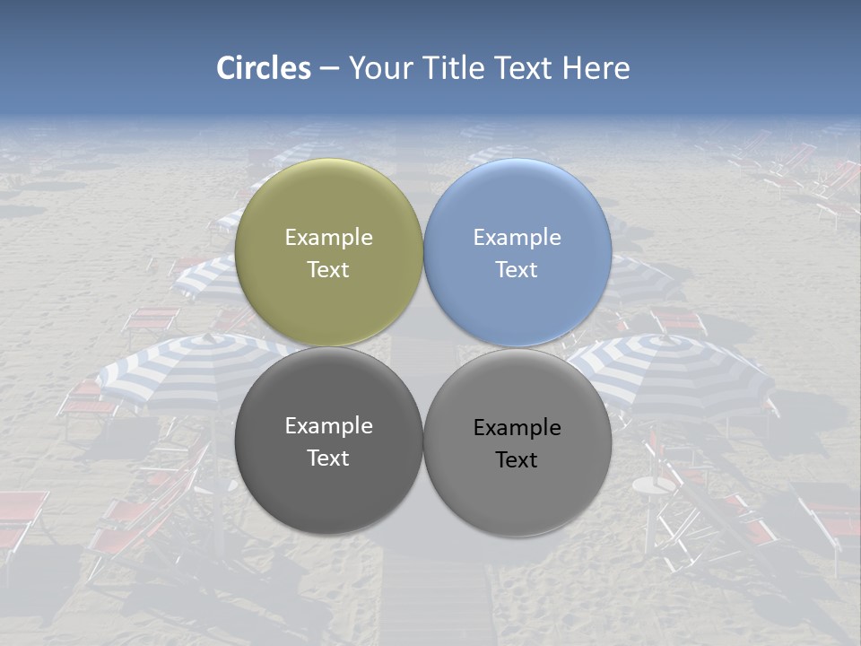 A Beach Filled With Lots Of Blue And White Umbrellas PowerPoint Template