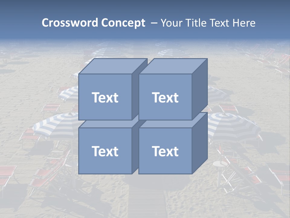 A Beach Filled With Lots Of Blue And White Umbrellas PowerPoint Template