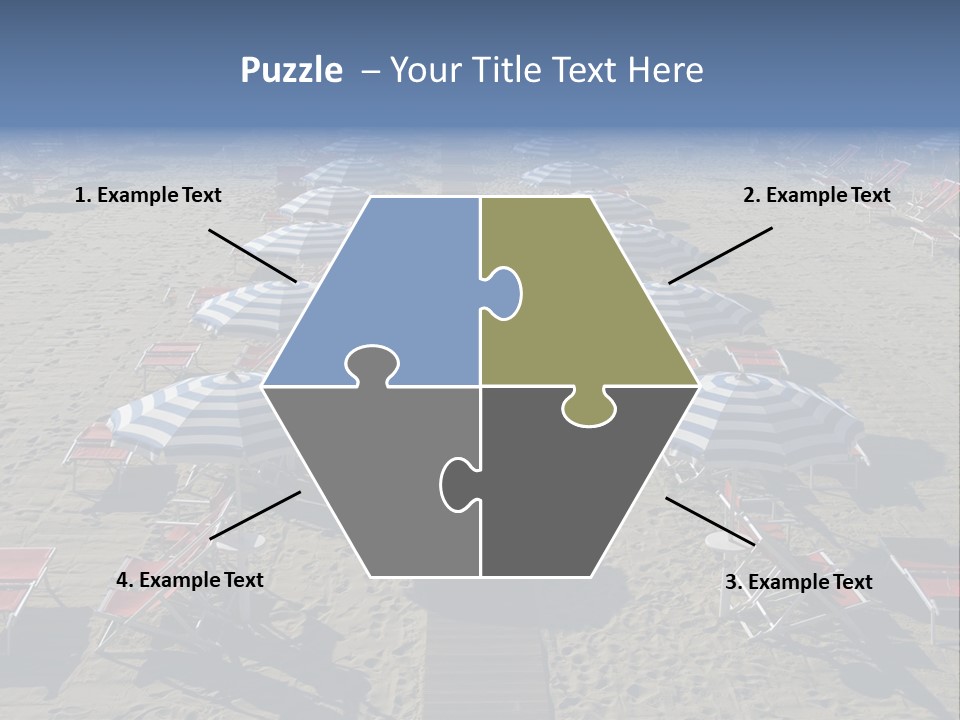 A Beach Filled With Lots Of Blue And White Umbrellas PowerPoint Template