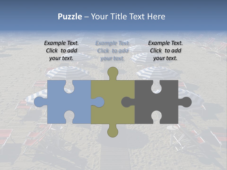 A Beach Filled With Lots Of Blue And White Umbrellas PowerPoint Template