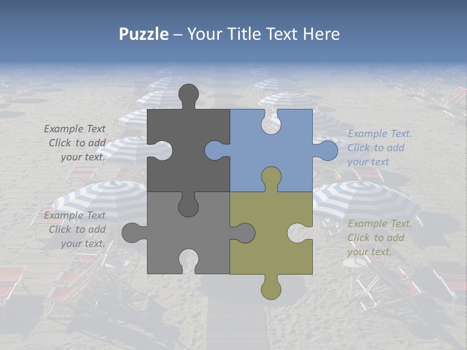 A Beach Filled With Lots Of Blue And White Umbrellas PowerPoint Template