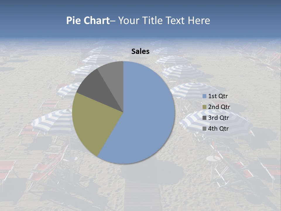 A Beach Filled With Lots Of Blue And White Umbrellas PowerPoint Template