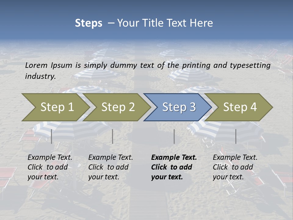 A Beach Filled With Lots Of Blue And White Umbrellas PowerPoint Template